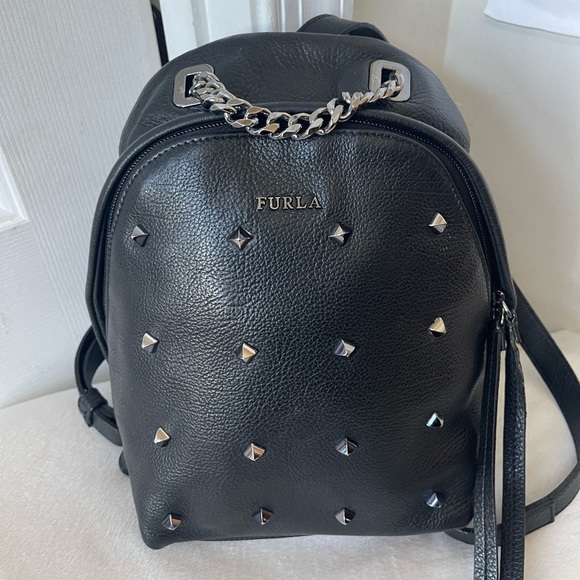 Furla Handbags - Furla Black Backpack with Studs EUC